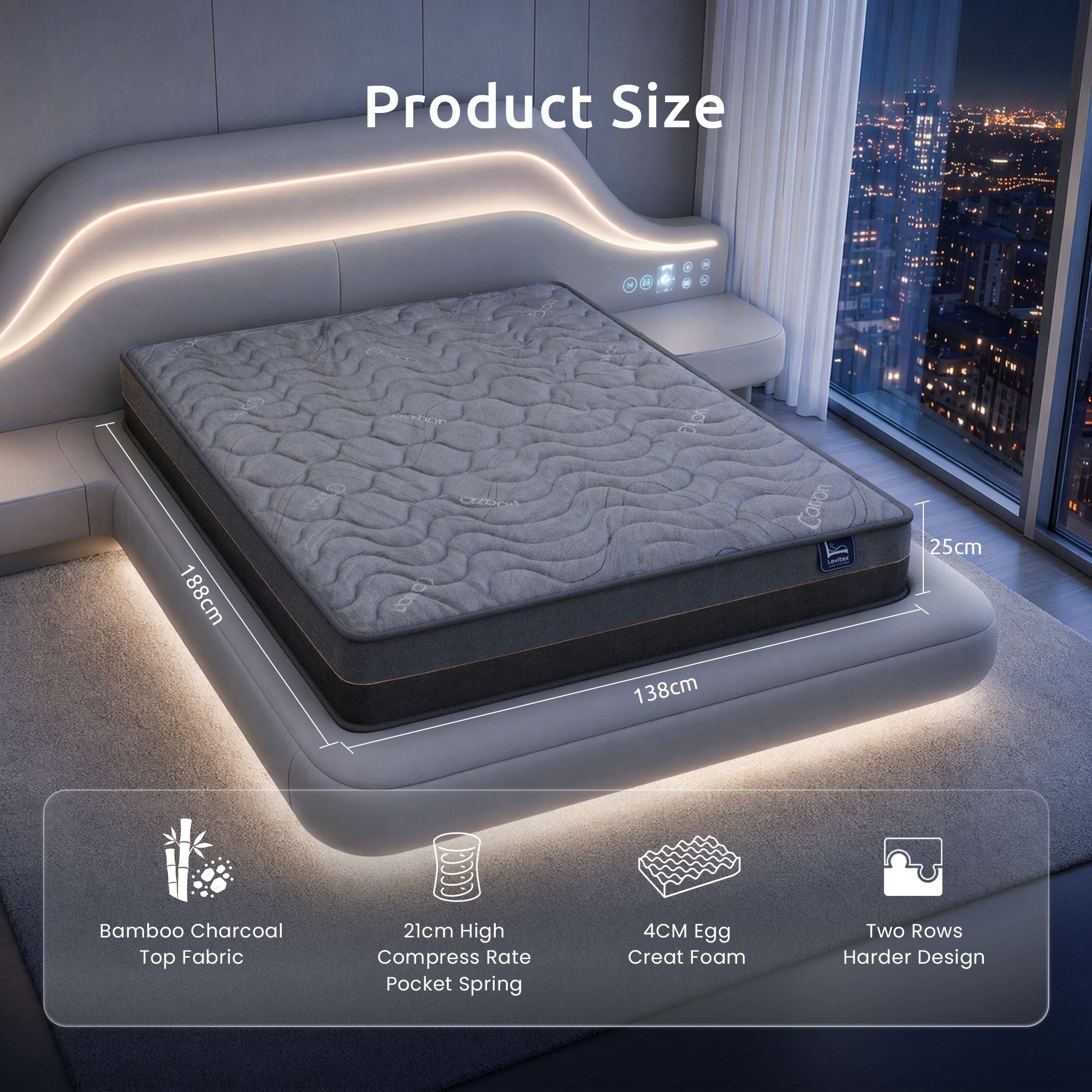 Double Hybrid Pocket Spring Mattress 25cm | Simpledeals