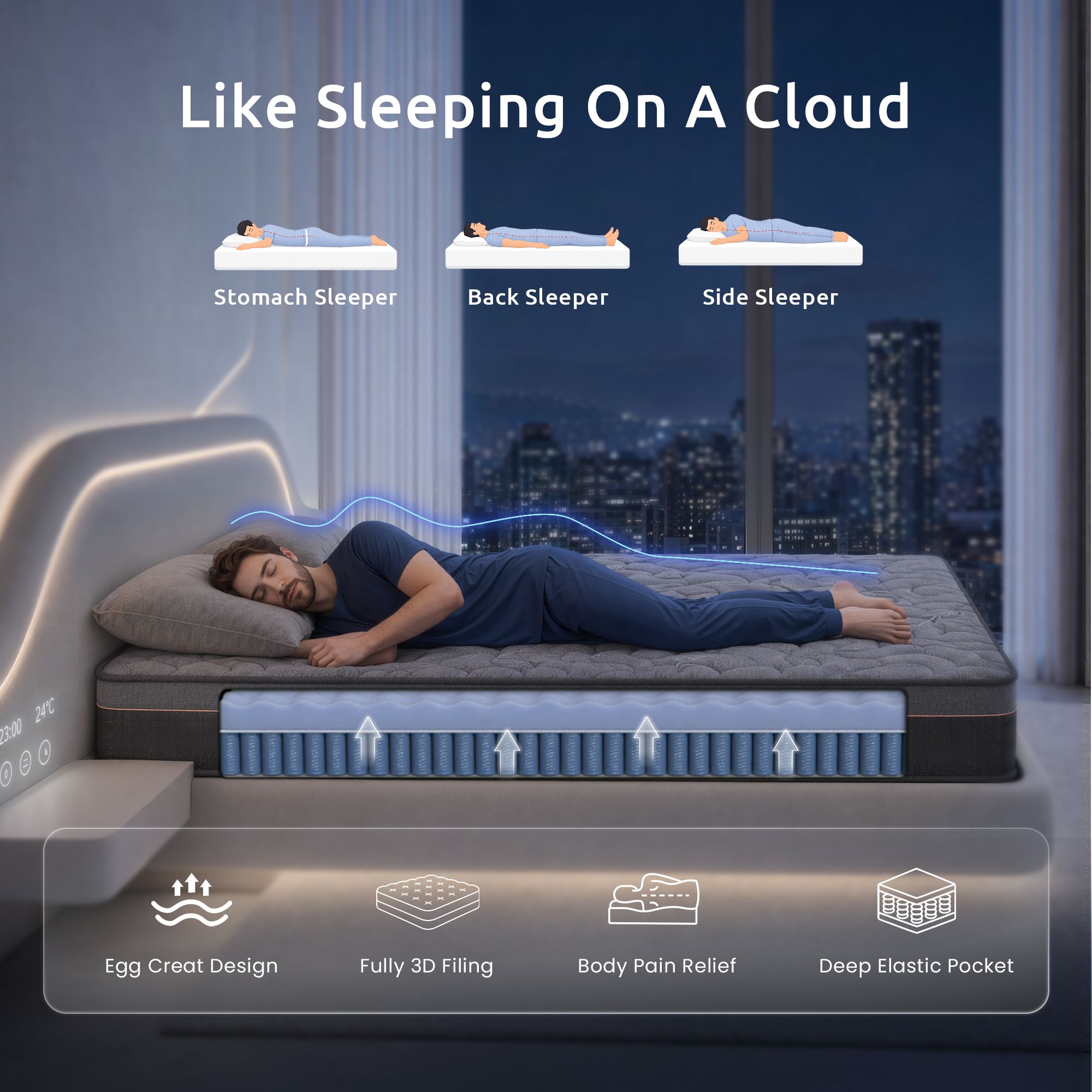 Double Hybrid Pocket Spring Mattress 25cm | Simpledeals