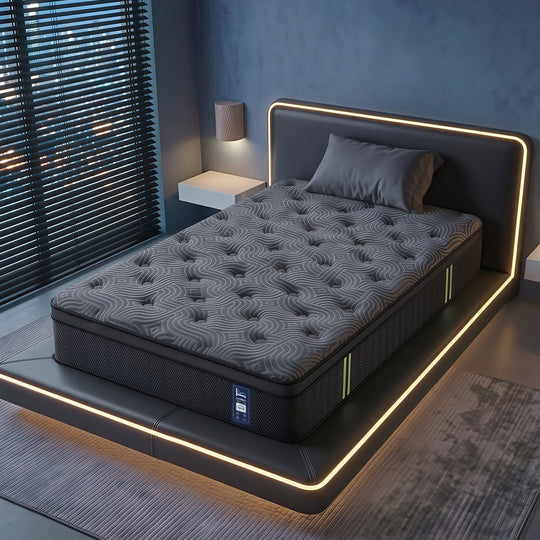 Grey mattress 203x105.5cm, side view