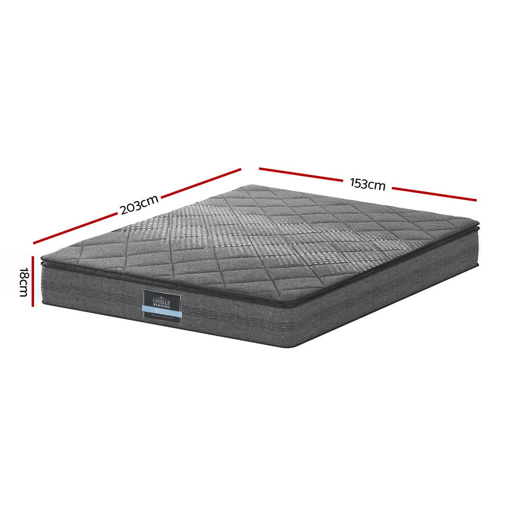 Queen Mattress 18CM Pillow Top Pocket Spring Medium Soft Comfort Bed