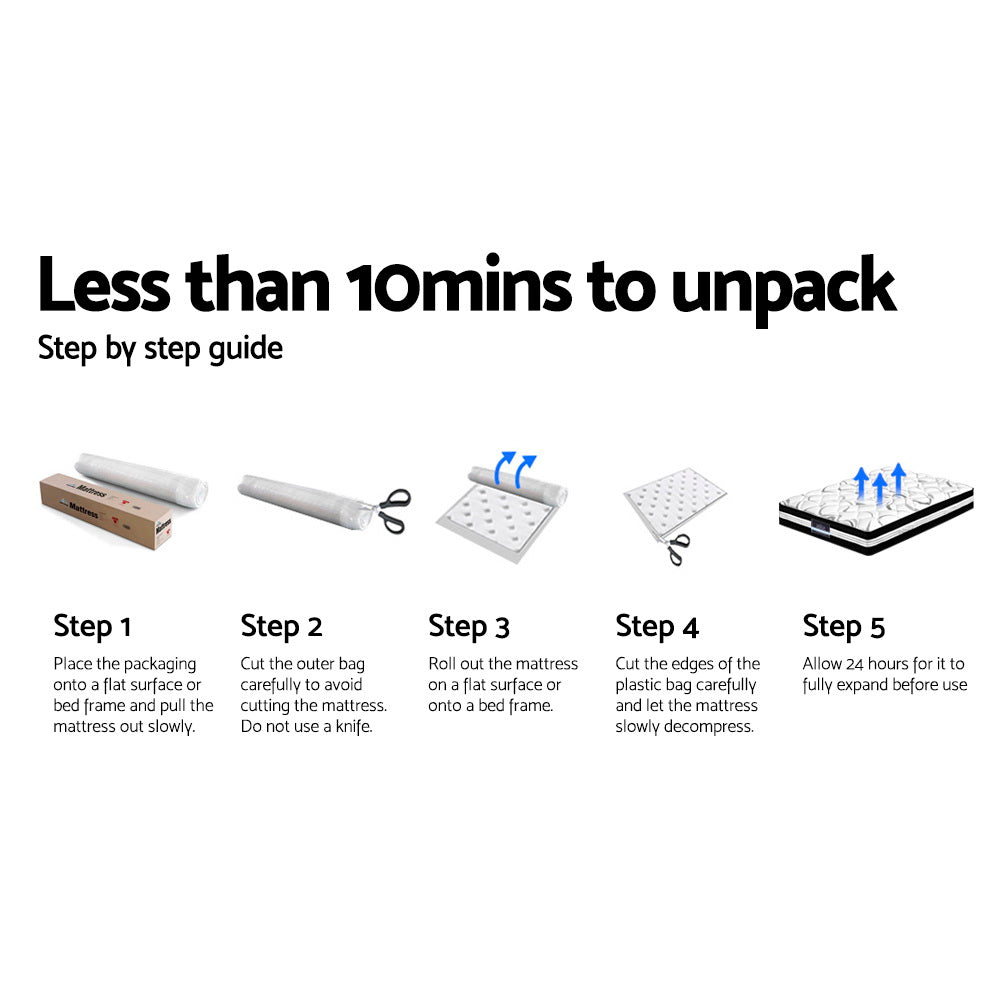 Queen Mattress 18CM Pillow Top Pocket Spring Medium Soft Comfort Bed