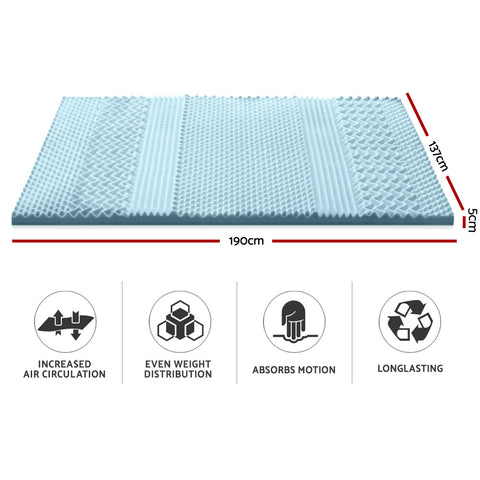 Memory Foam Mattress Topper 7-Zone 5Cm Double