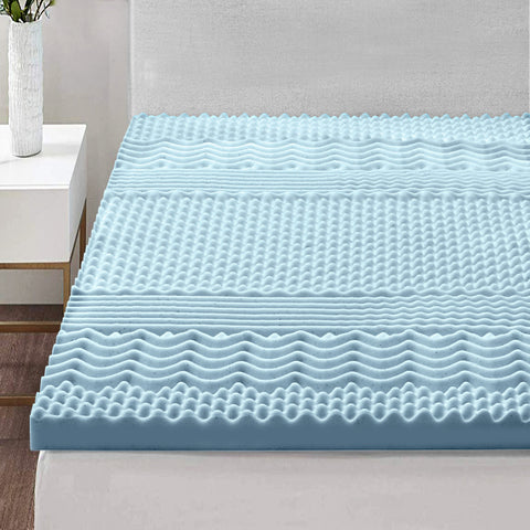 Simple Deals Bedding Cool  7-zone Memory Foam Mattress Topper w/Bamboo Cover 5cm - Single