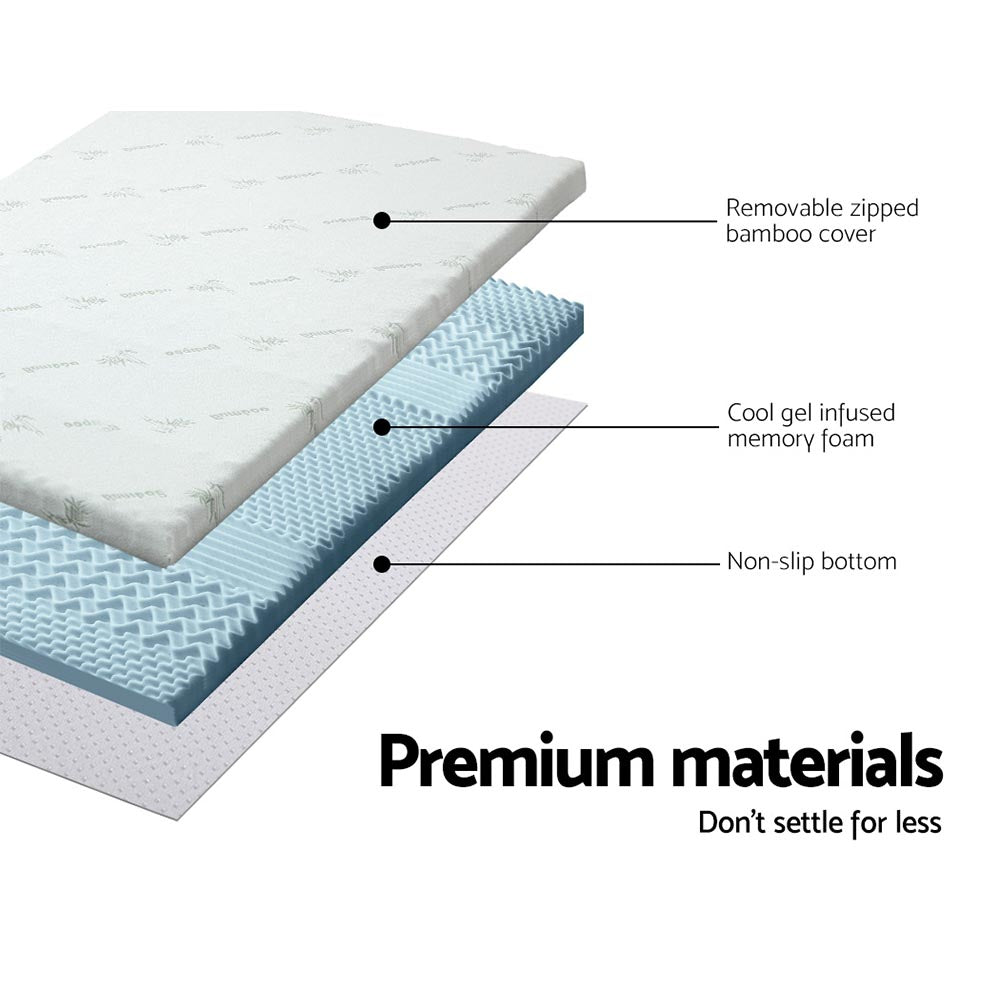 Simple Deals Bedding Cool  7-zone Memory Foam Mattress Topper w/Bamboo Cover 8cm - King