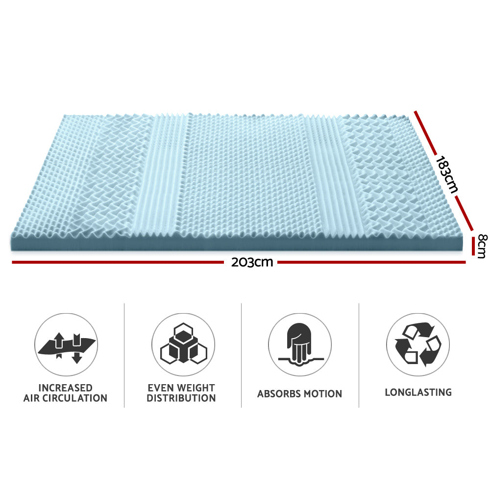 Memory Foam Mattress Topper 7-Zone 8cm King Size Comfortable Support