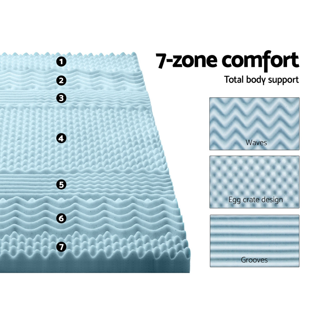 Memory Foam Mattress Topper 7-Zone 8cm King Size Comfortable Support