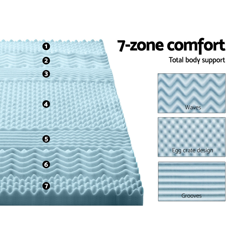 Simple Deals Bedding Cool  7-zone Memory Foam Mattress Topper w/Bamboo Cover 8cm - Queen