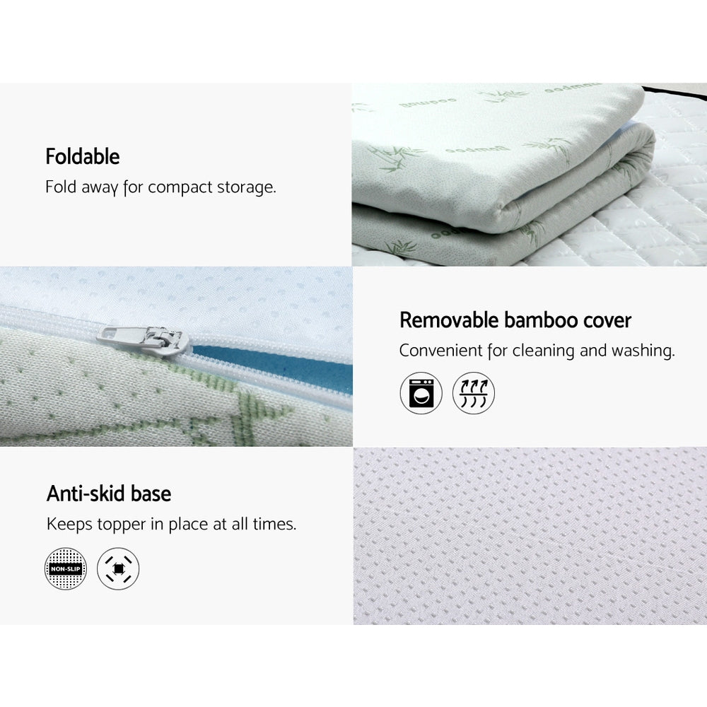 Simple Deals Bedding cool 7-zone Memory Foam Mattress Topper w/Bamboo Cover 8cm - Single