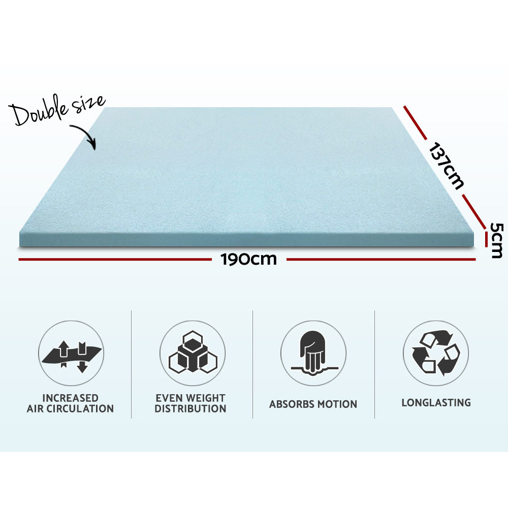 Simple Deals Bedding cool Memory Foam Mattress Topper w/Bamboo Cover 5cm - Double