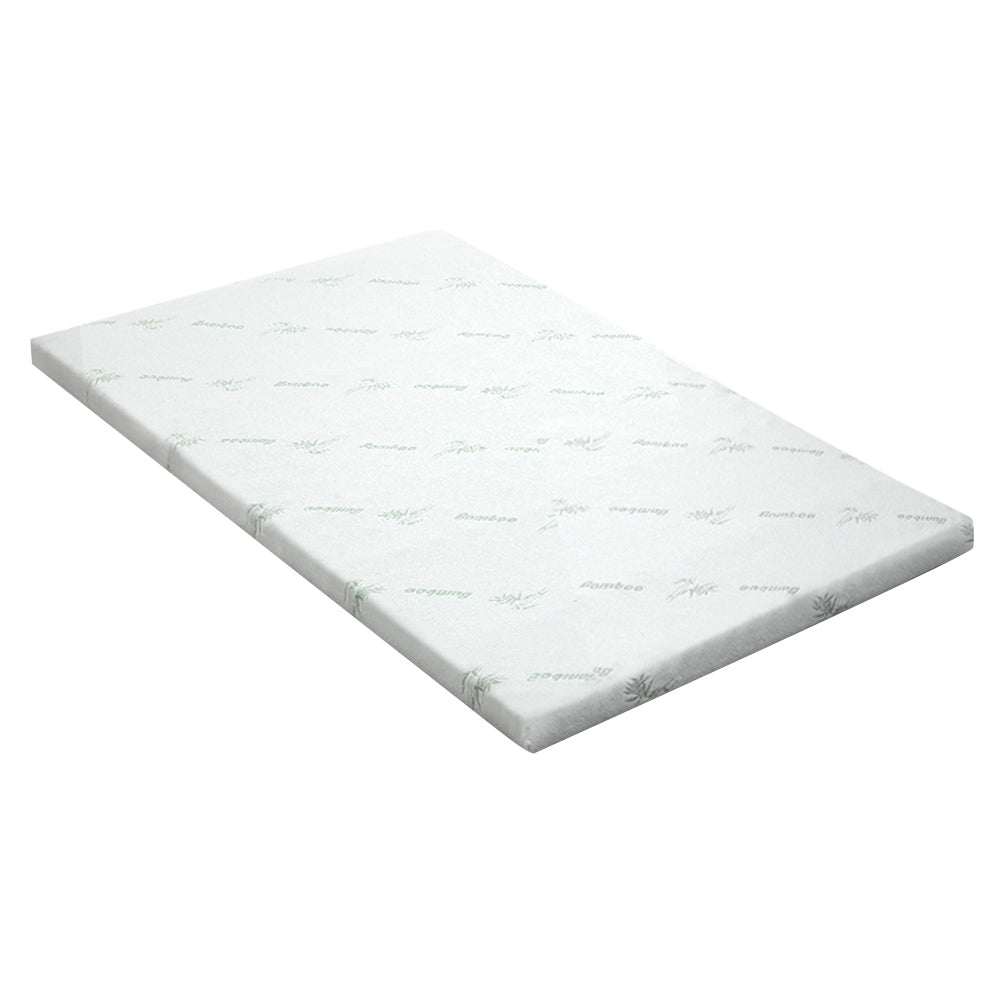 Simple Deals Bedding cool Memory Foam Mattress Topper w/Bamboo Cover 5cm - Single