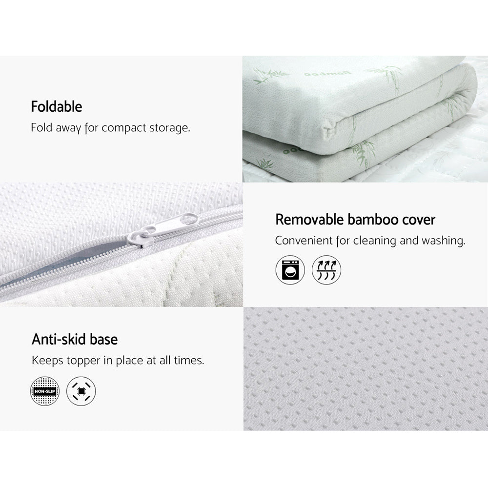 Simple Deals Bedding cool Memory Foam Mattress Topper w/Bamboo Cover 5cm - Single