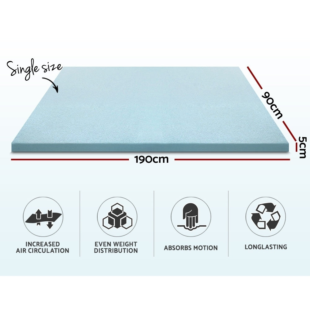 Memory Foam Mattress Topper Cool Gel 5Cm Single