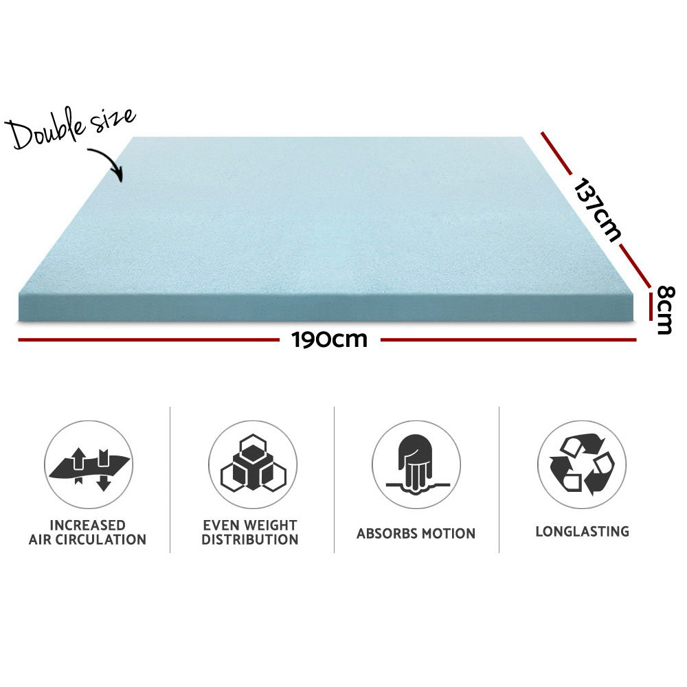 Simple Deals Bedding cool Memory Foam Mattress Topper w/Bamboo Cover 8cm - Double