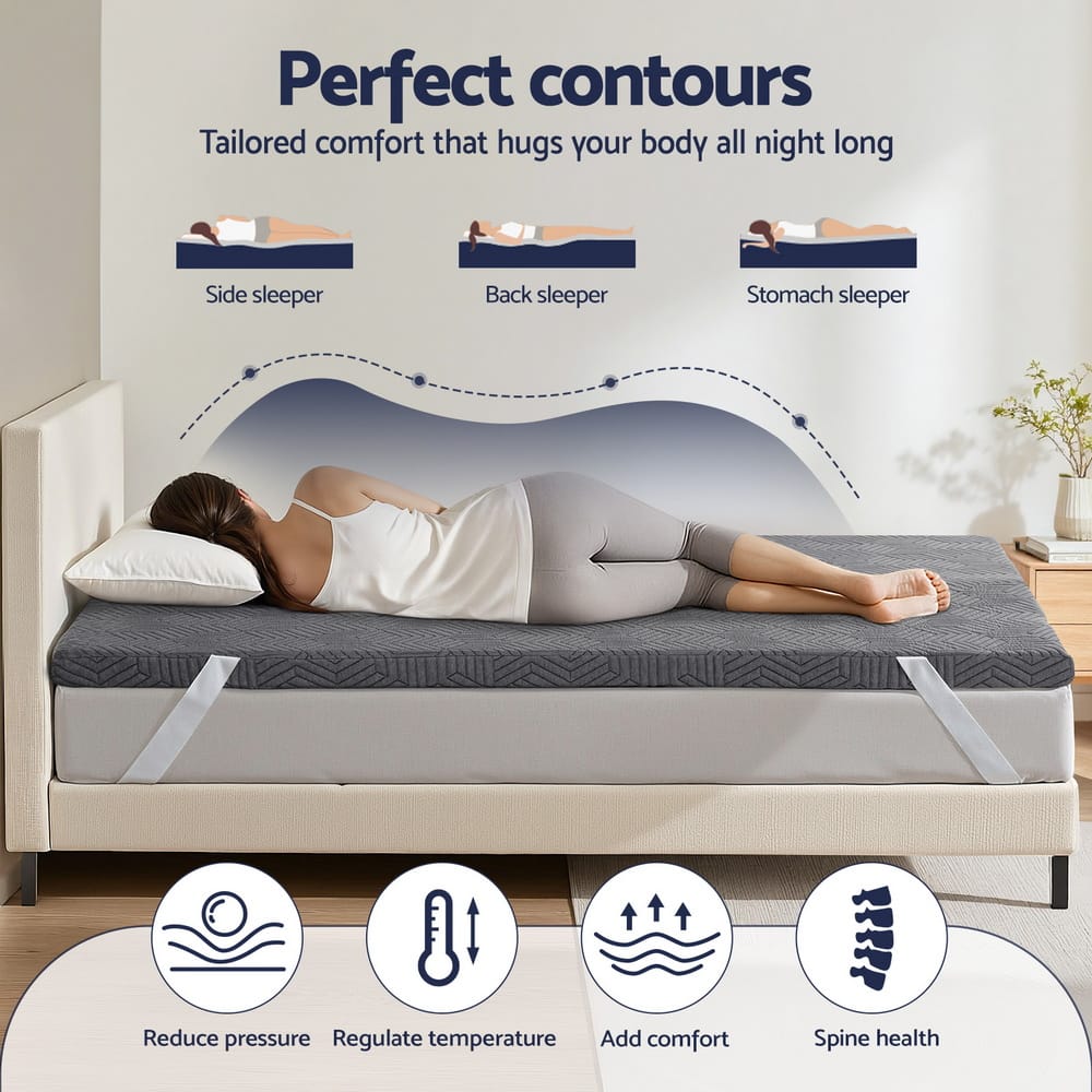 Memory Foam Mattress Topper Gel Dual Layer 190x137cm