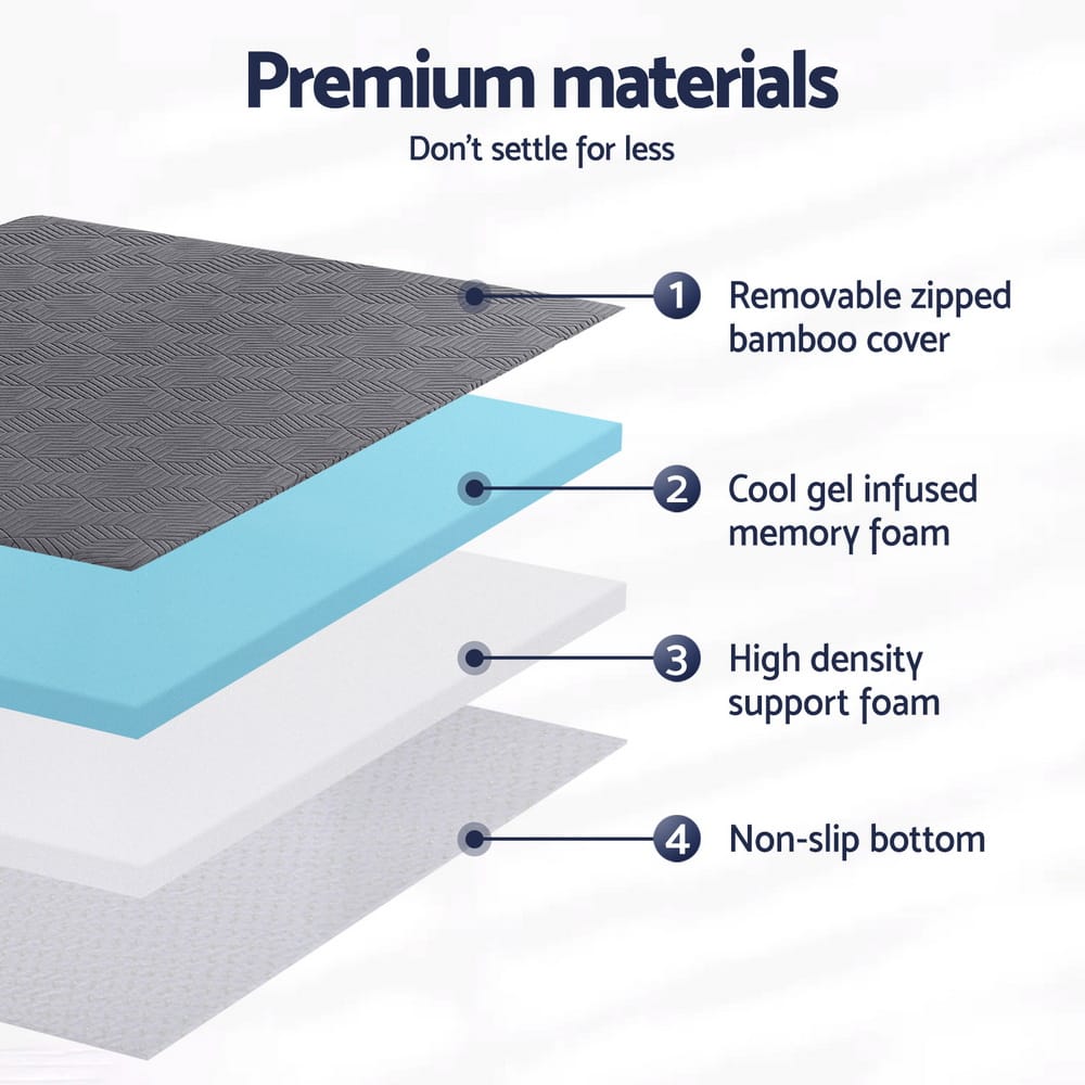 Memory Foam Mattress Topper Gel Dual Layer 190x137cm