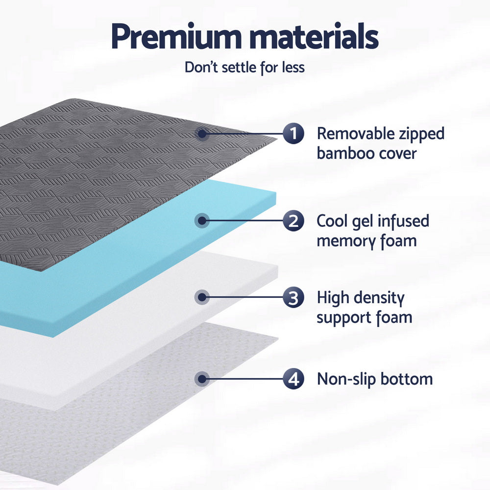 8cm Memory Foam Mattress Topper Gel Dual Layer Foam Bamboo Single | Mattress Toppers