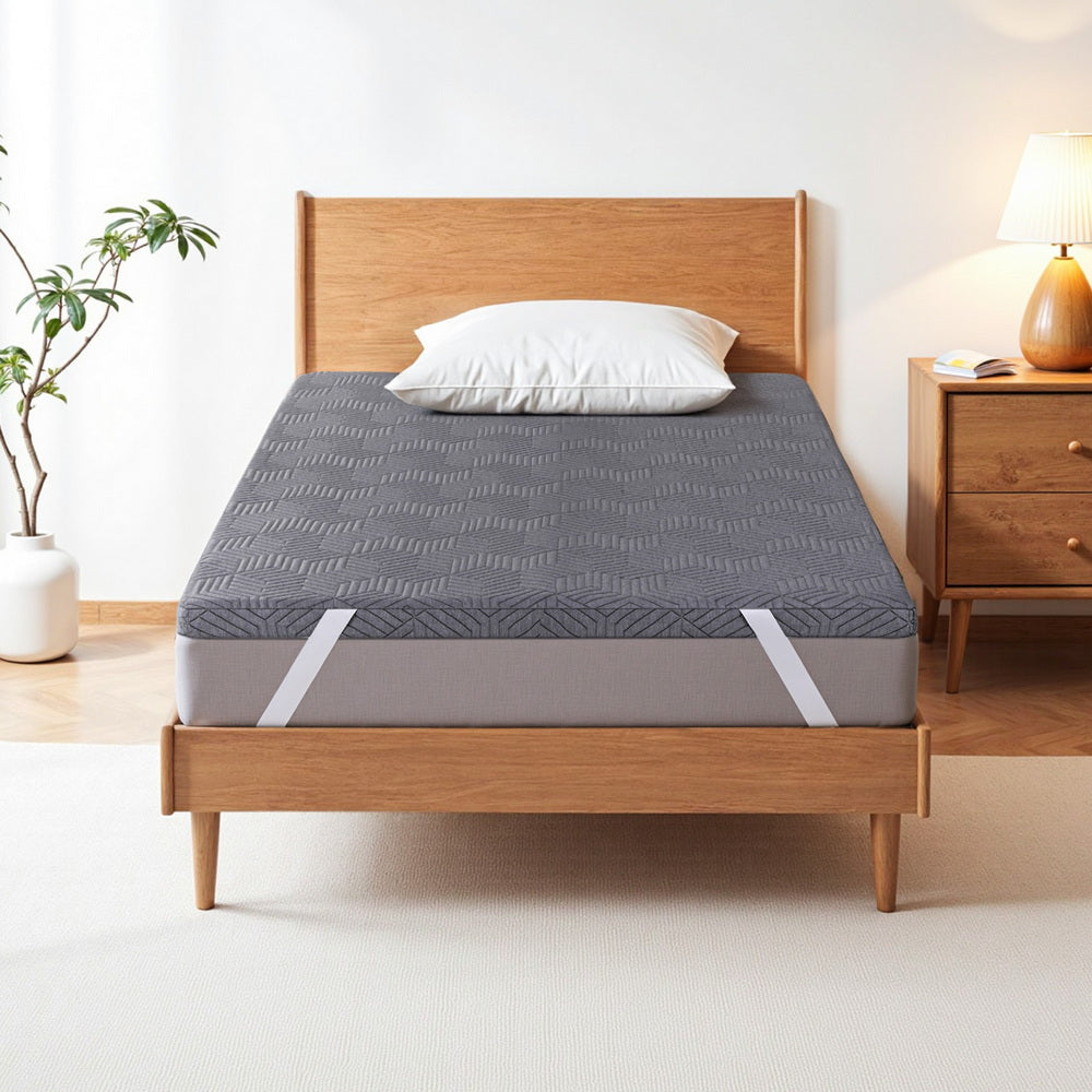 8cm Memory Foam Mattress Topper Gel Dual Layer Foam Bamboo Single | Single