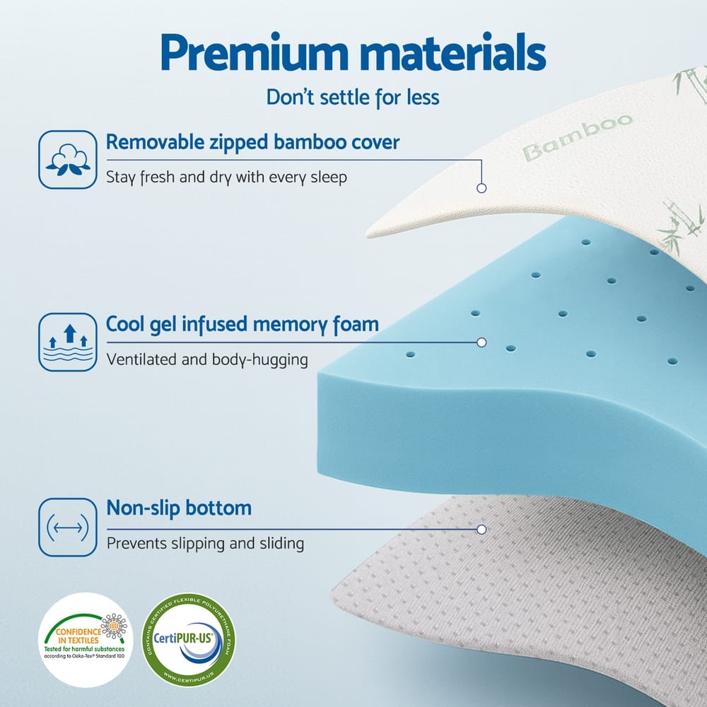 Memory Foam Mattress Topper Ventilated Cool Gel 190x90cm