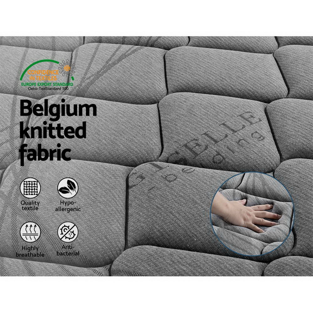 Simple Deals Giselle Bedding Alzbeta Double Size Mattress Bed Medium Firm Foam Pocket Spring 22cm Grey