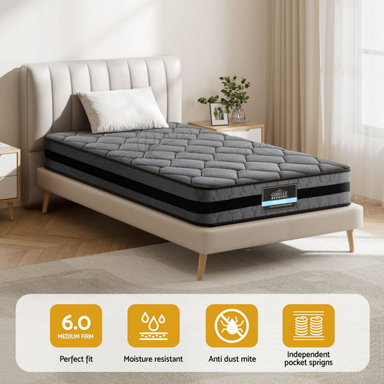 22cm Mattress Medium Firm Single - Giselle Bedding Size Bed