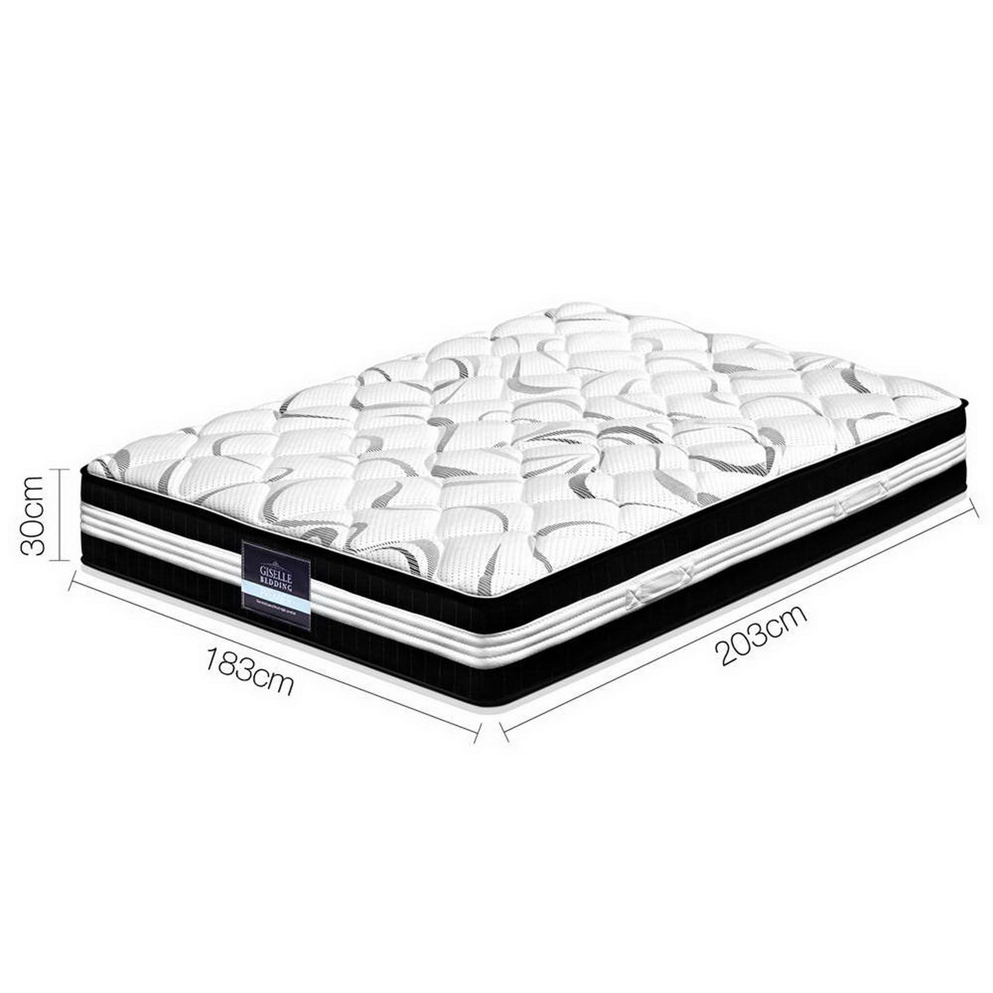 King 30cm Medium Firm 7.0 Pocket Spring Mattress High-Density Foam 928 Coils