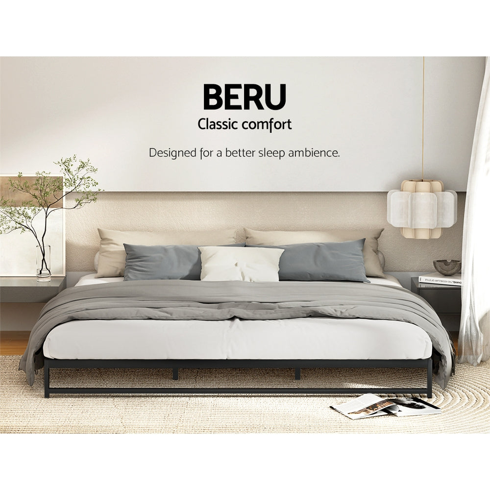 King Size Metal Bed Frame With Sturdy Base And Modern Design