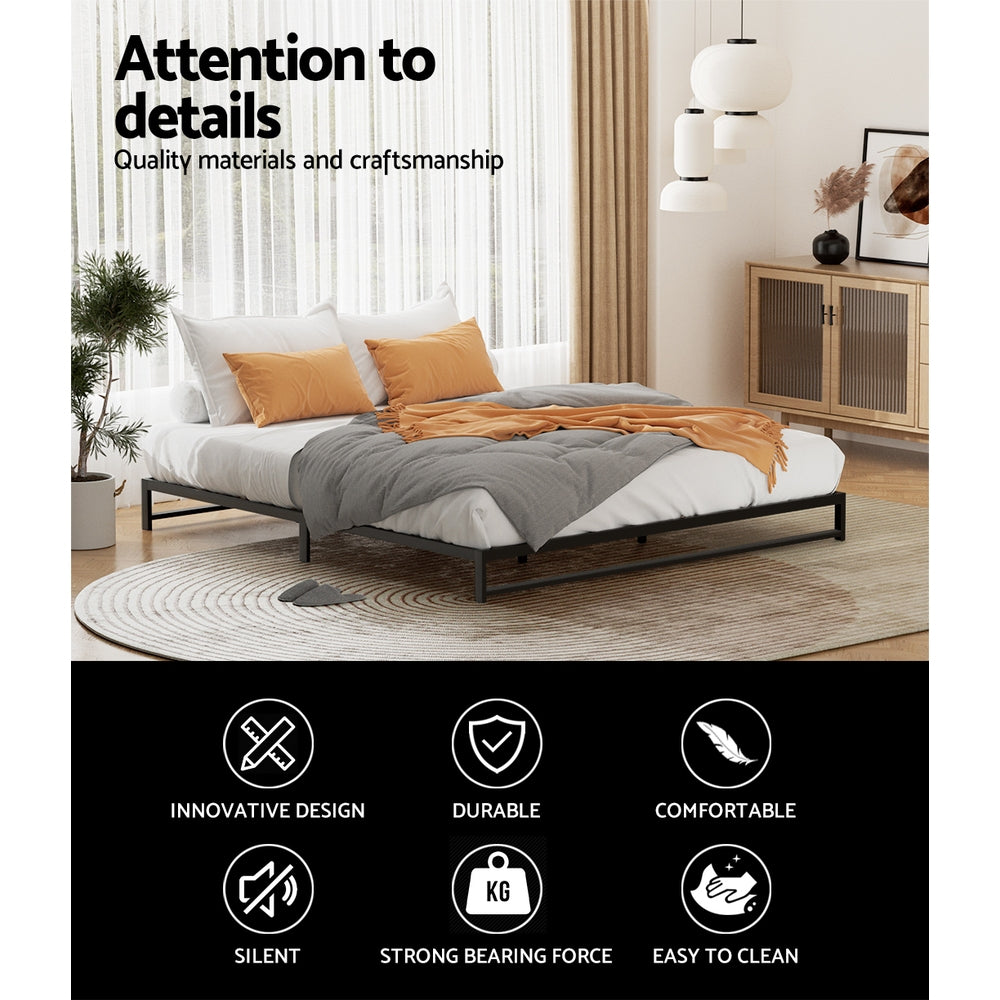 King Size Metal Bed Frame With Sturdy Base And Modern Design