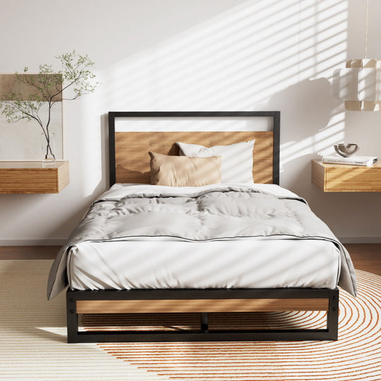 King Single Metal Bed Frame Size Mattress Base Black