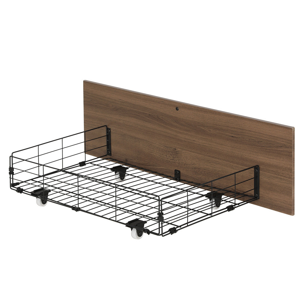 2x Trundle Drawers for Metal Bed Frame Storage Black & Walnut