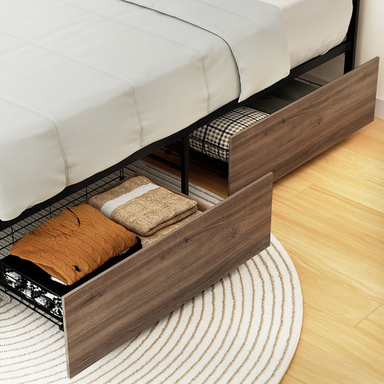 Bed Frame With Trundle And Storage Drawers Black, Beds & Bed Frames