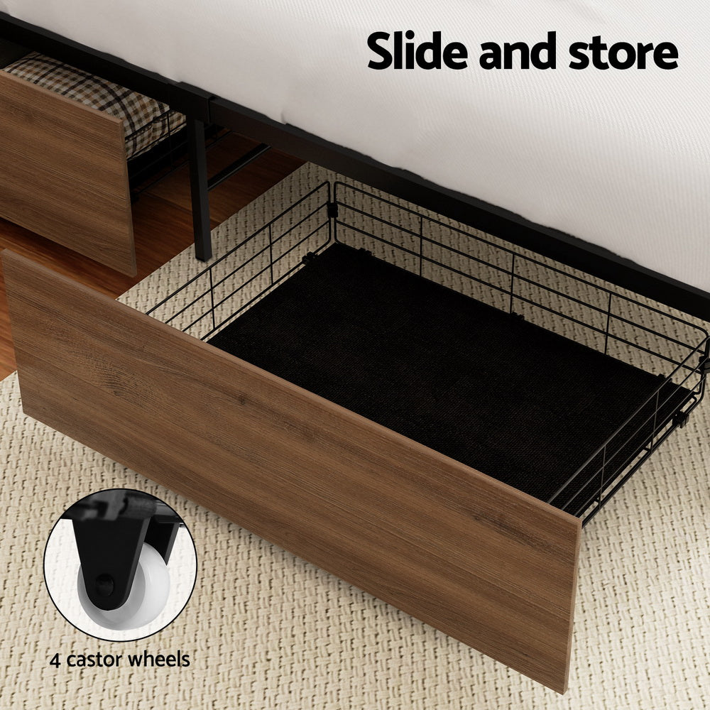 Bed Frame With Trundle And Storage Drawers Black