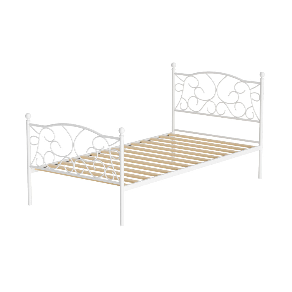 Single Size Metal Bed Frame With Sturdy Base And Modern Design