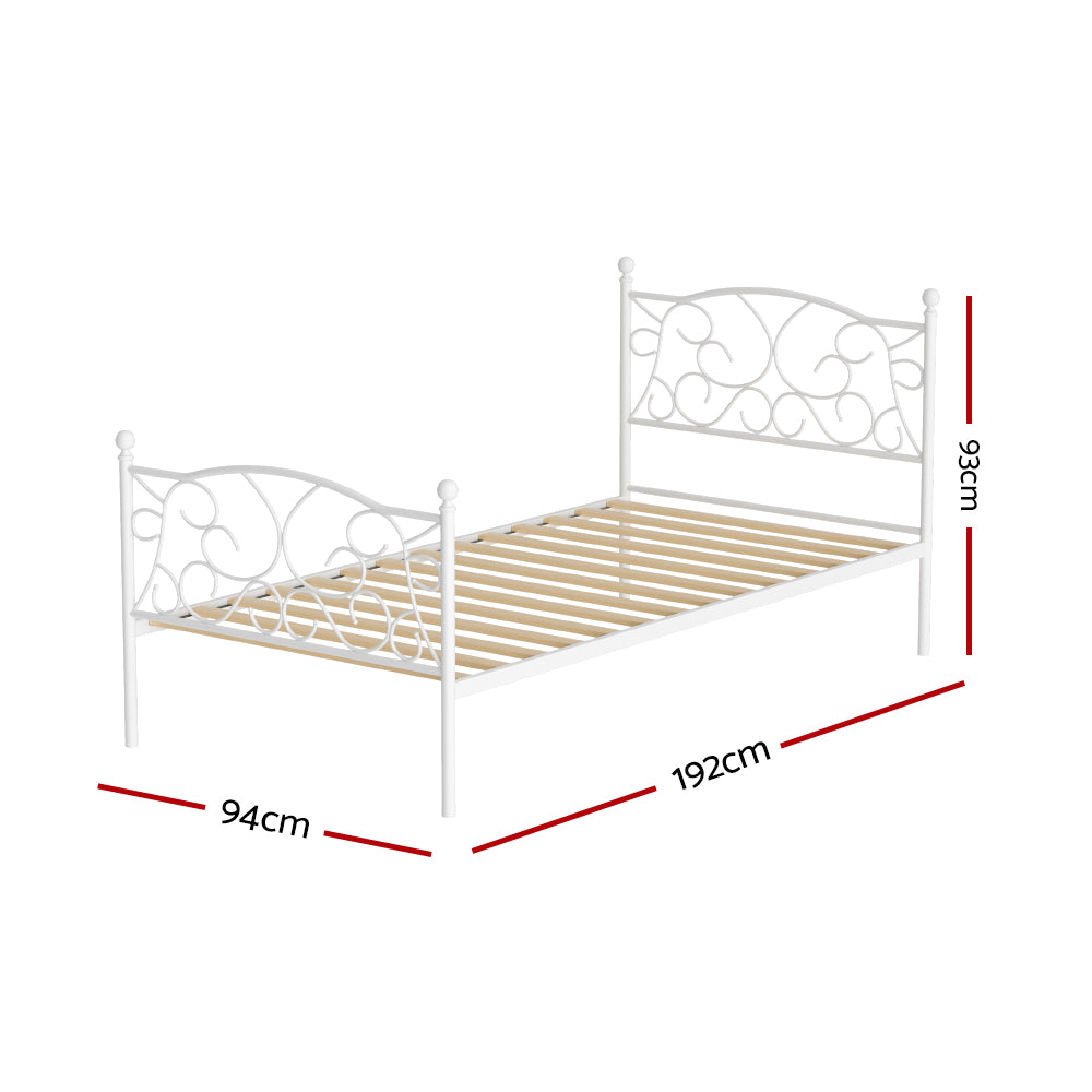 Single Size Metal Bed Frame With Sturdy Base And Modern Design