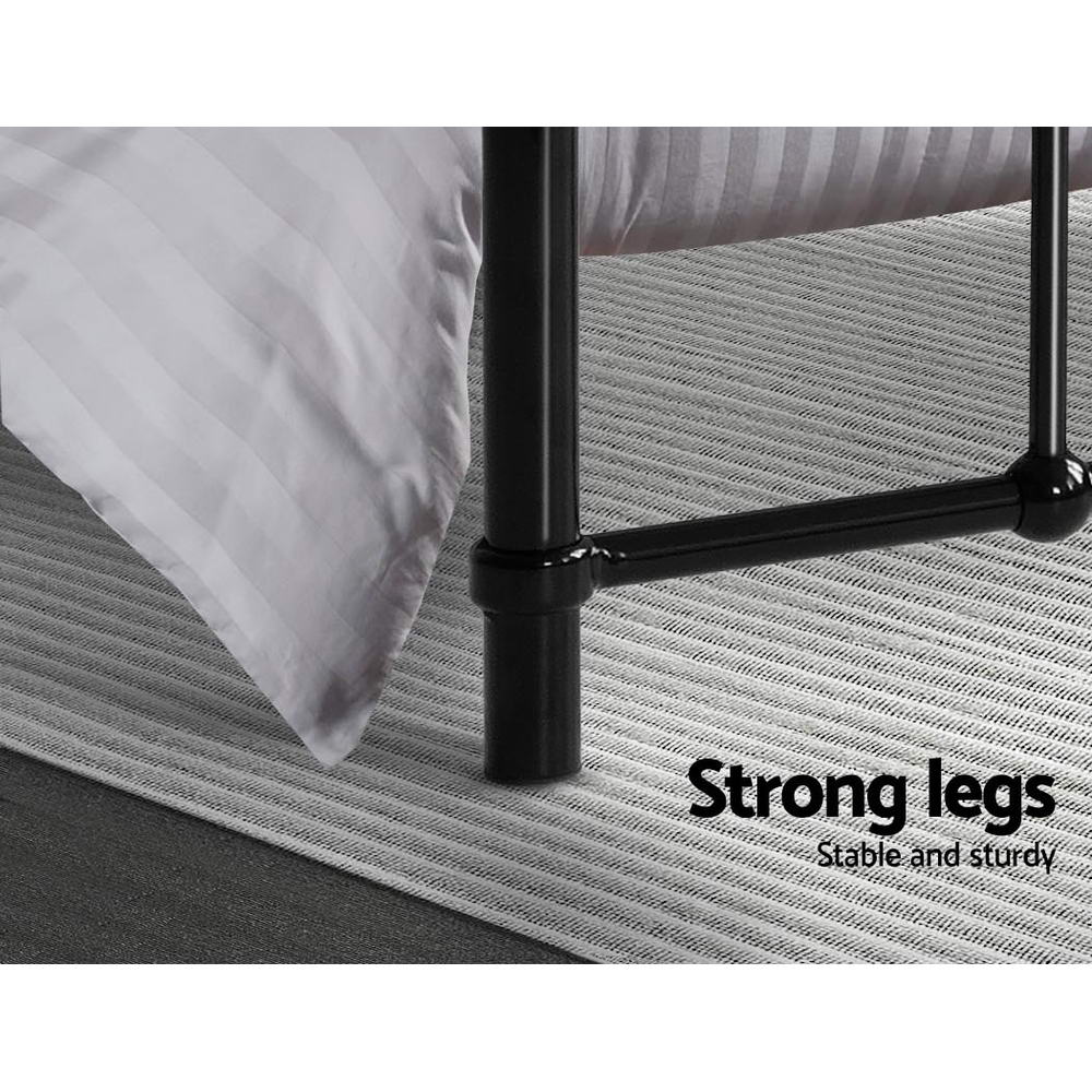 Double Bed Frame Metal Black Country-Style with Storage