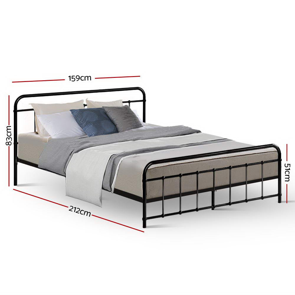Queen Bed Frame Metal Black with Under-Bed Storage | Queen