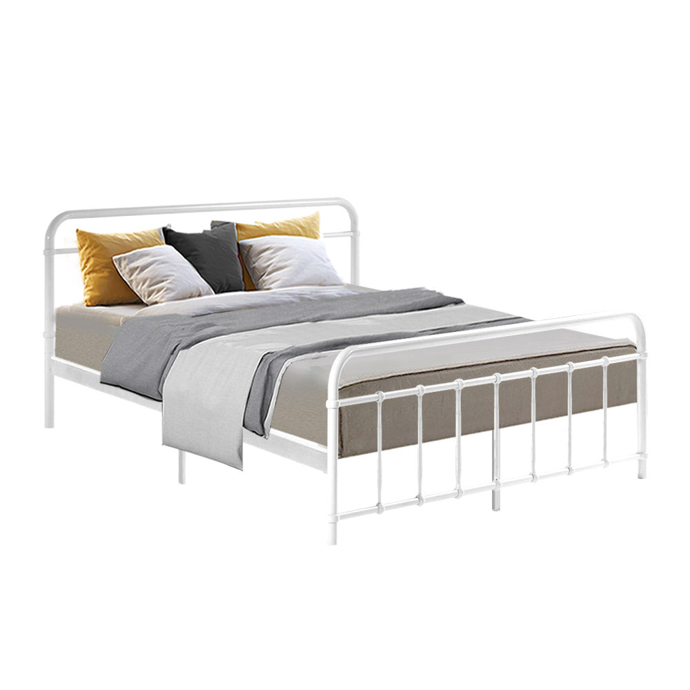 Metal Bed Frame Queen Size White