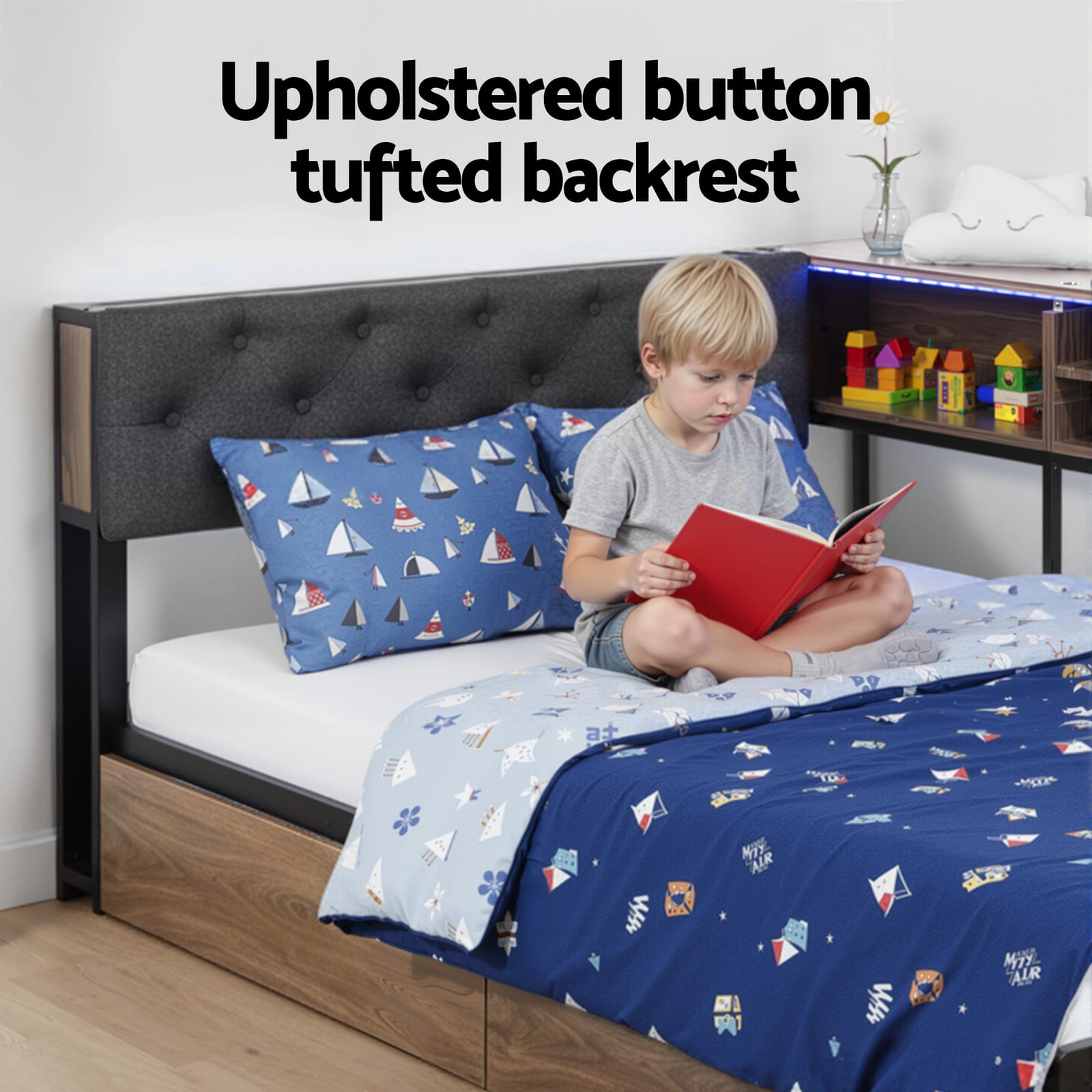 King Single Bed Frame With Drawers 107x203cm