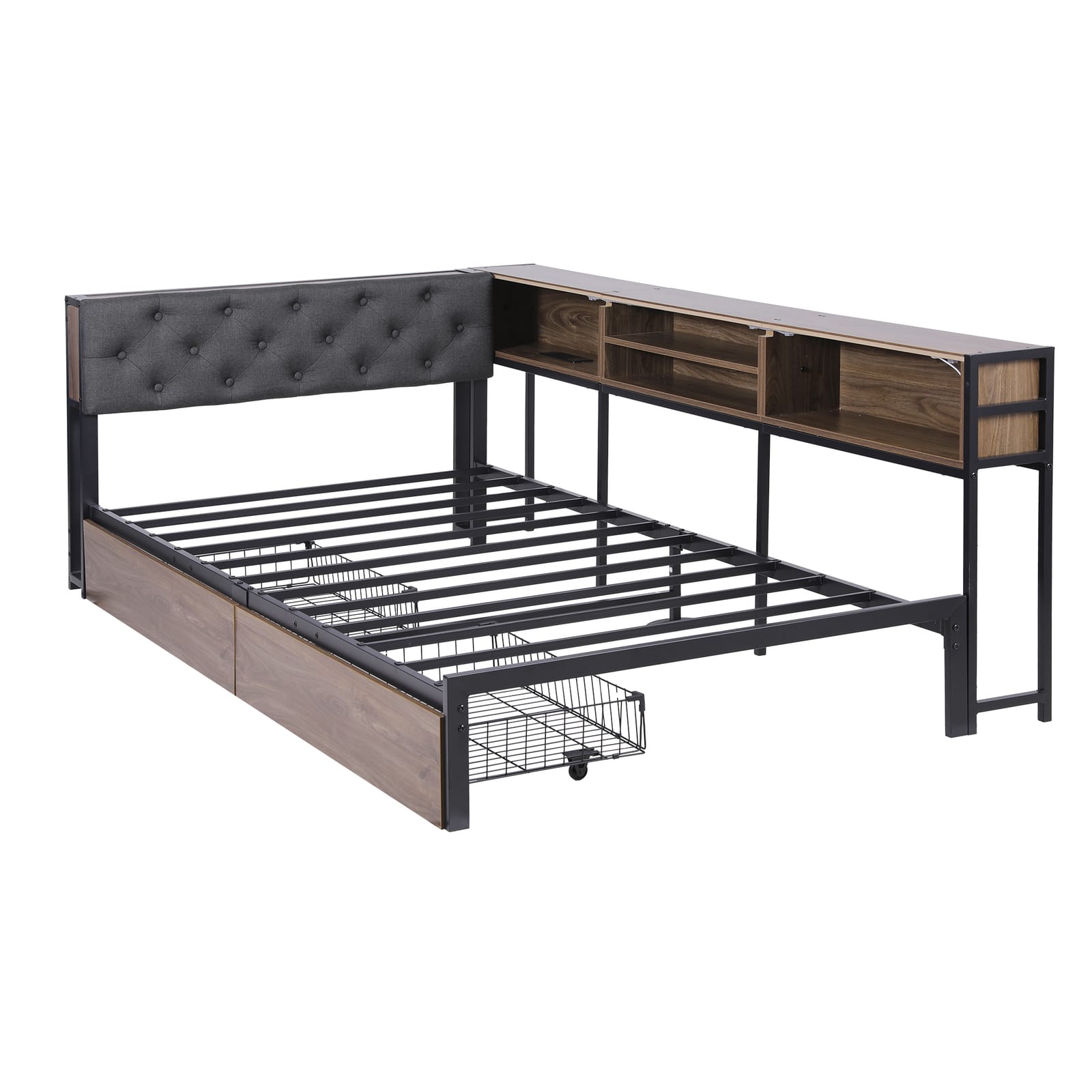King Single Bed Frame With Drawers 107x203cm