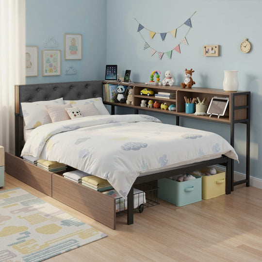 Single Bed Frame With Drawers 190x90cm