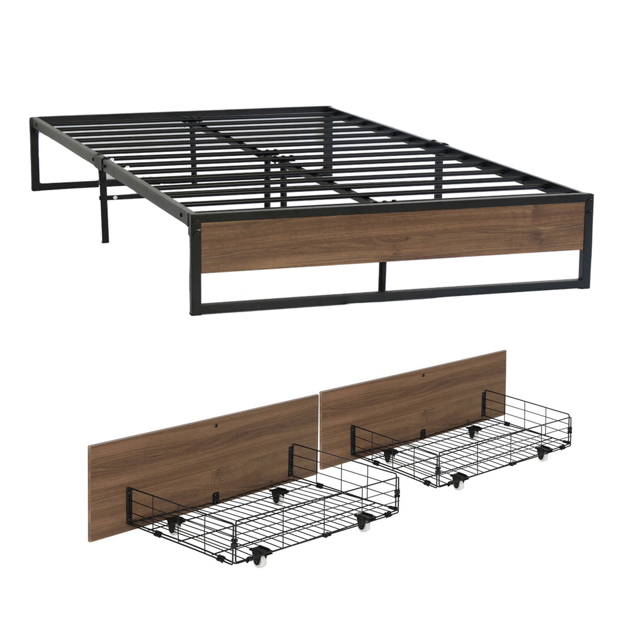 Artiss Oslo Double Bed Frame Metal 2 Drawers | Simpledeals
