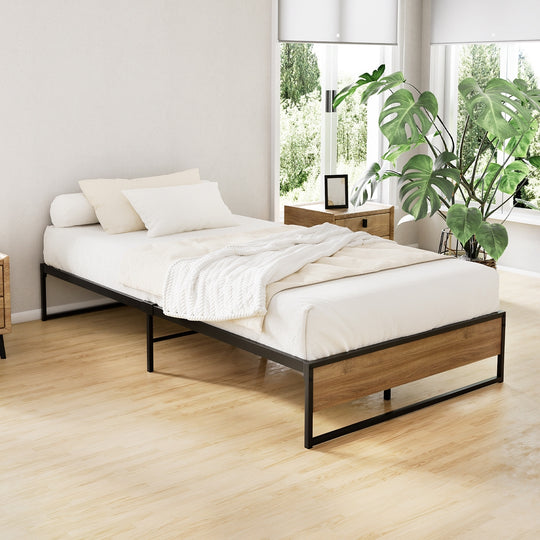 Metal Bed Frame King Single Size Mattress Base Platform