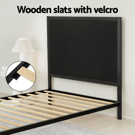 King Single Metal Bed Frame With Sturdy Base And Modern
