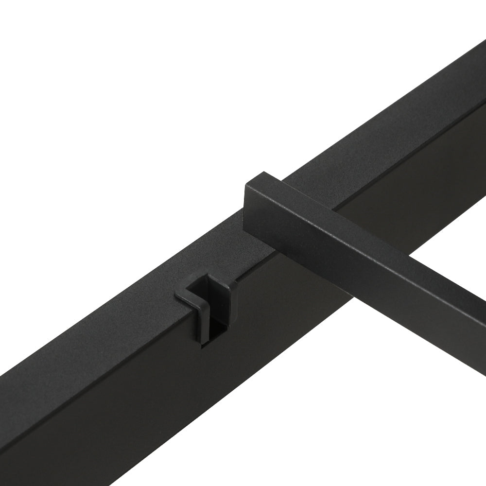 Double Size Metal Bed Frame With Black Mattress Platform Base