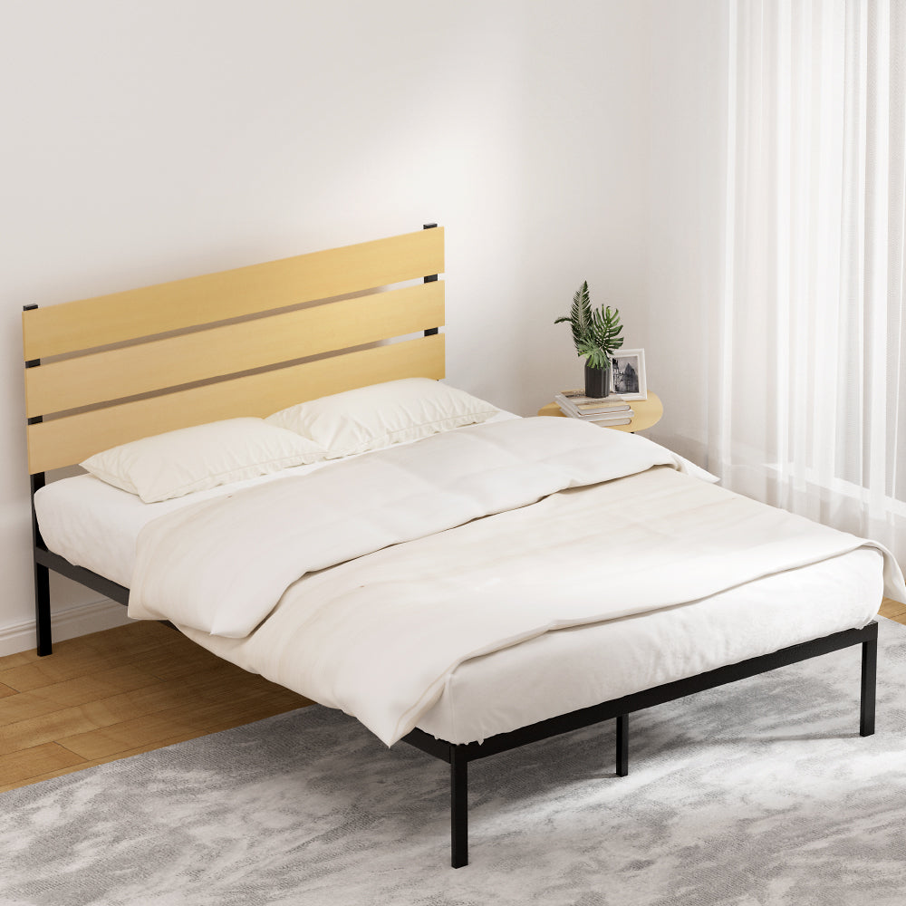 King Single/Queen Size Metal Bed Frame - Black