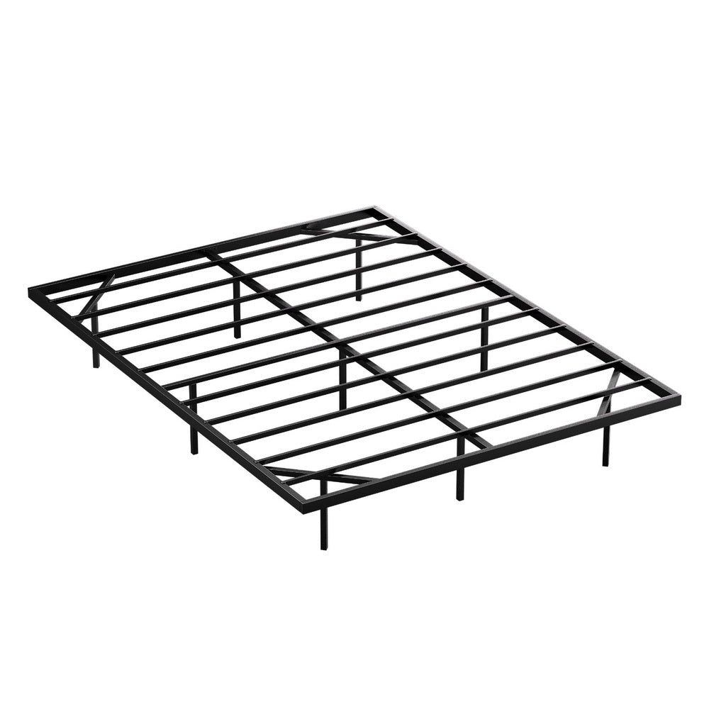Metal finish - Floating Metal Bed Frame With Smart LED Lights Silent Platform-Double Size