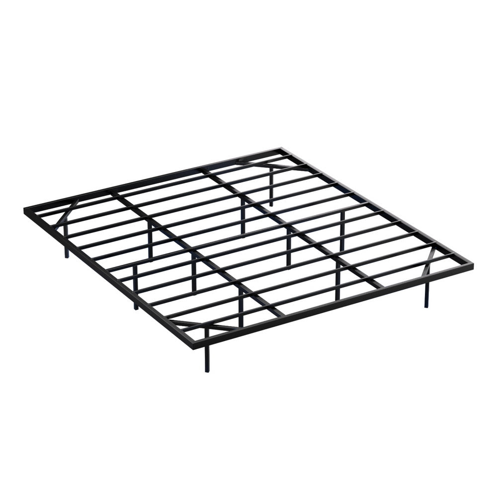 King - King Size Floating Metal Bed Frame With Smart LED Lights Silent Platform
