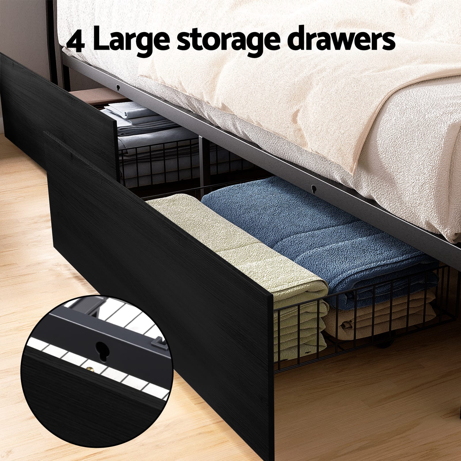 Queen Metal Bed Frame Storage 203x153cm