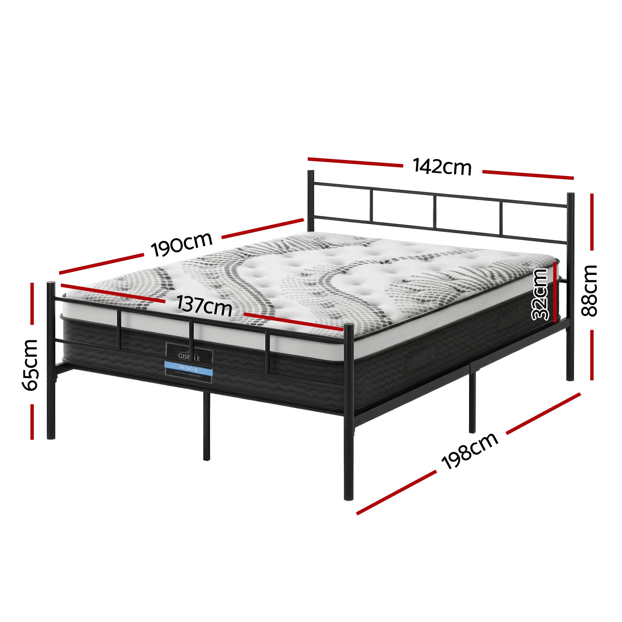 Artiss Double Bed Frame Metal SOL Mattress Combo | Simpledeals