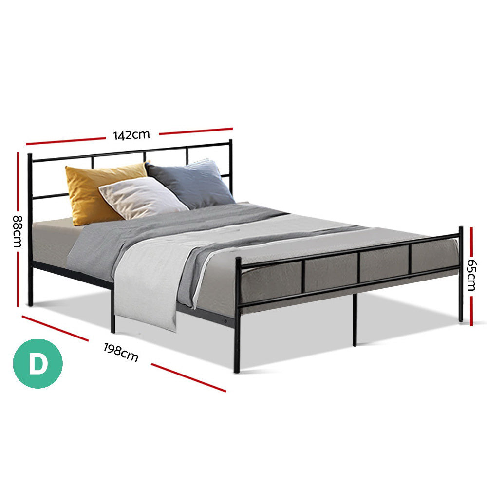 Double Bed Frame Industrial Metal Black Finish with Storage
