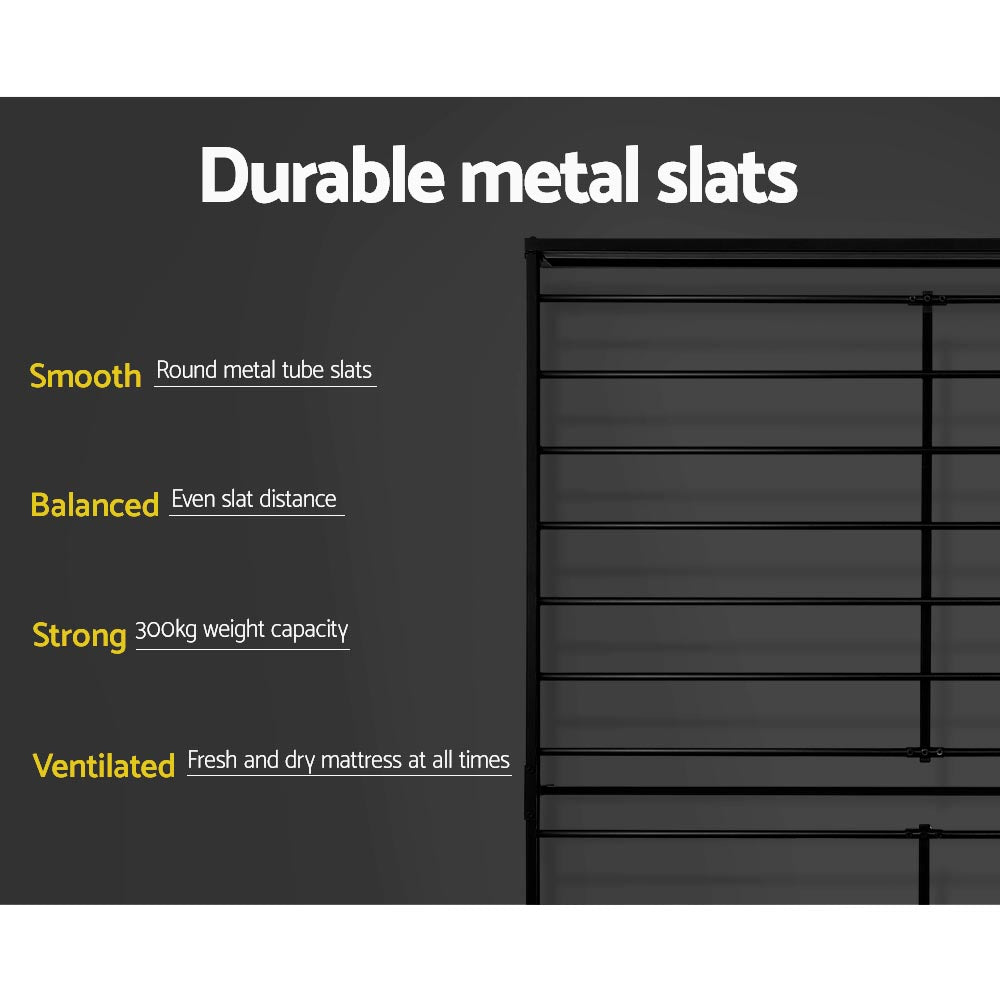 Double Bed Frame Industrial Metal Black Finish with Storage